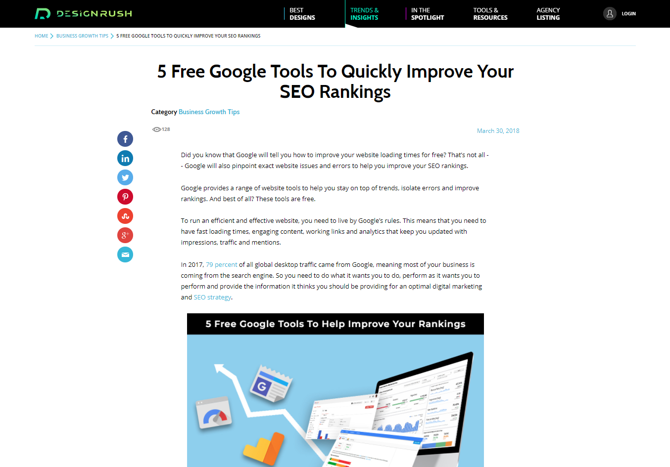 DesignRush Trends Back Link Google Tools Article