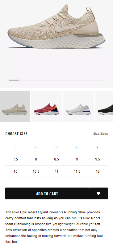 Nike Product Page Sneaker E-Commerce Site mobile website product