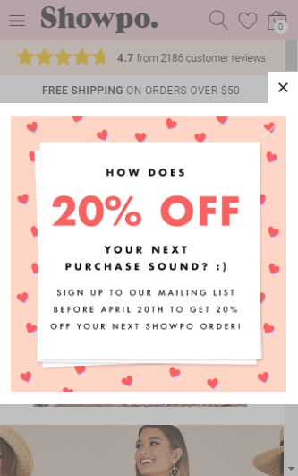 Showpo Mobile Website Design online shopping of mobile