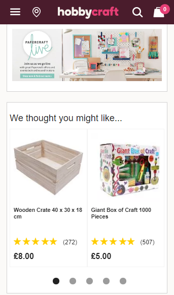 HobbyCraft Icons E-Commerce Mobile Site mobile ecommerce examples