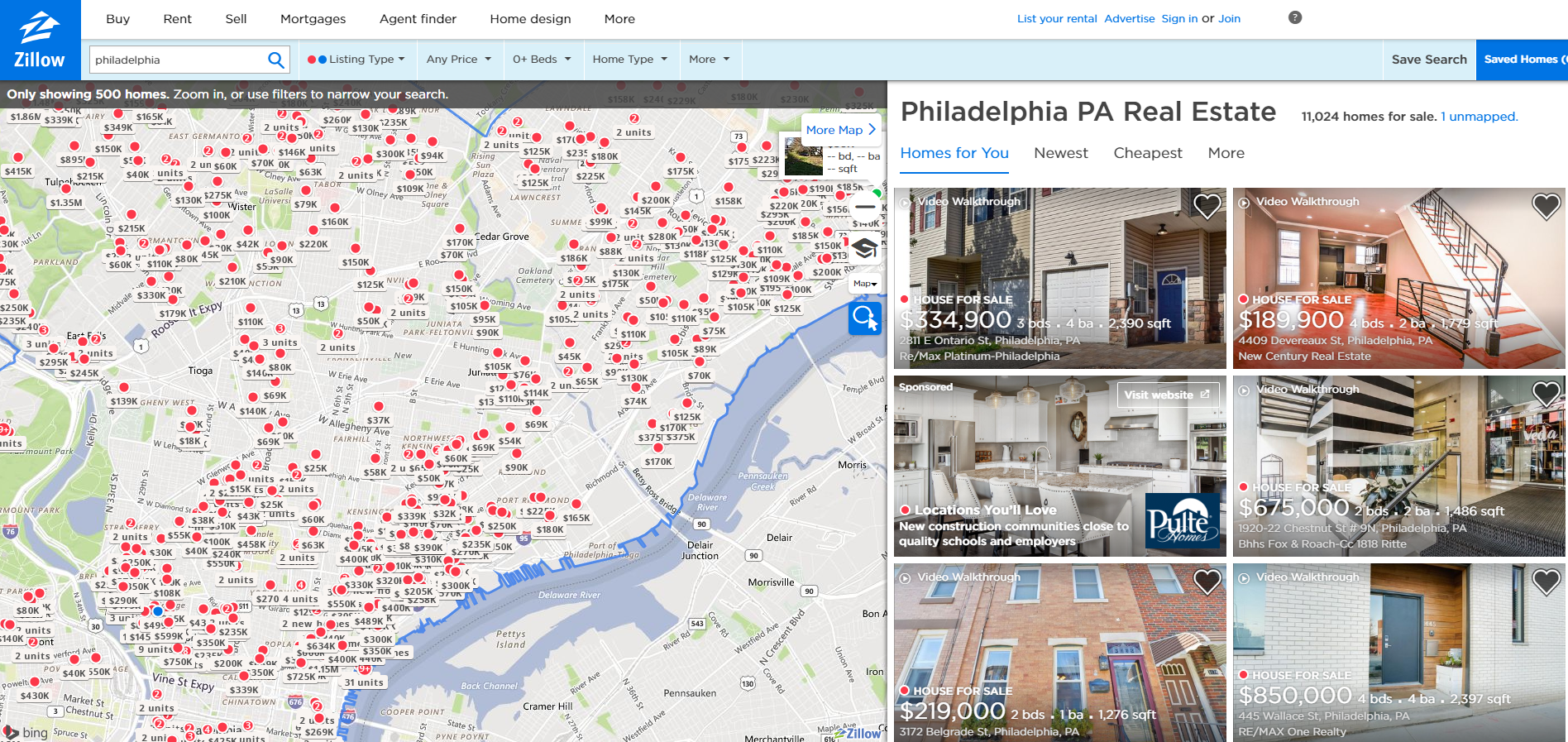 Zillow Real Estate Website Search
