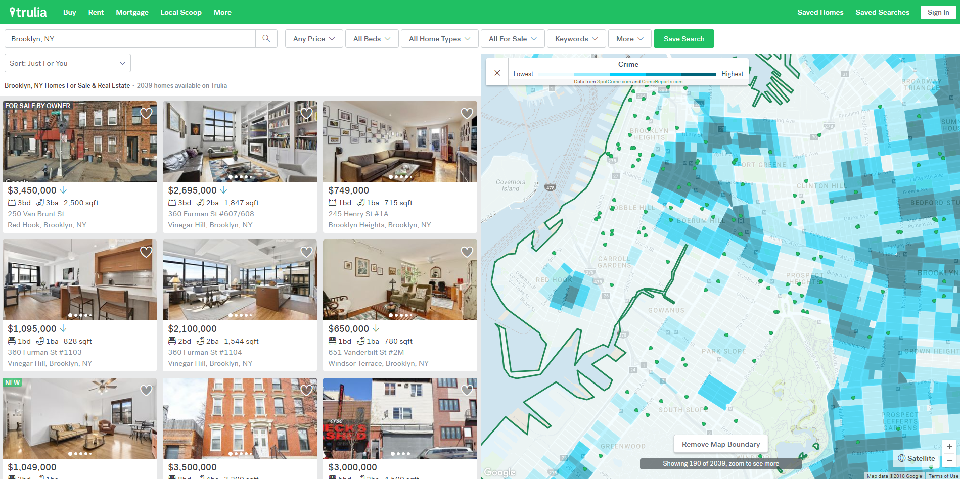 Trulia Real Estate Website Heat Map