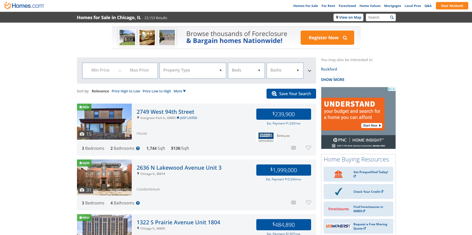 Homes.com User-Friendly Real Estate Website