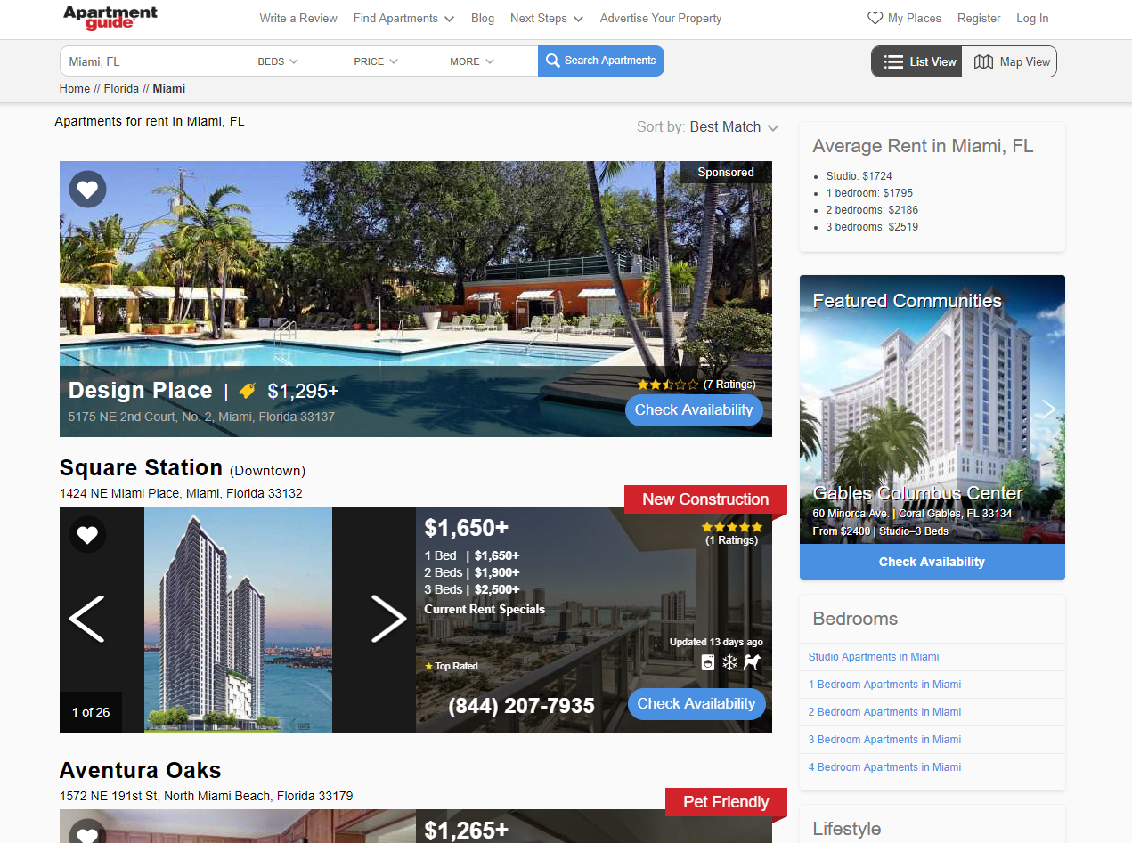 Apartment Guide Search Results Real Estate Website