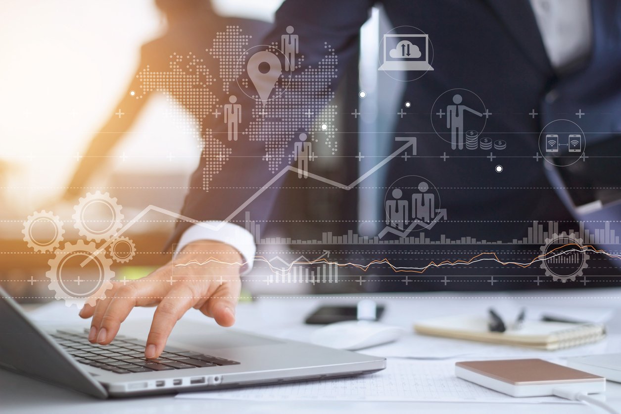 Digital Marketing Strategy Business Laptop Icons
