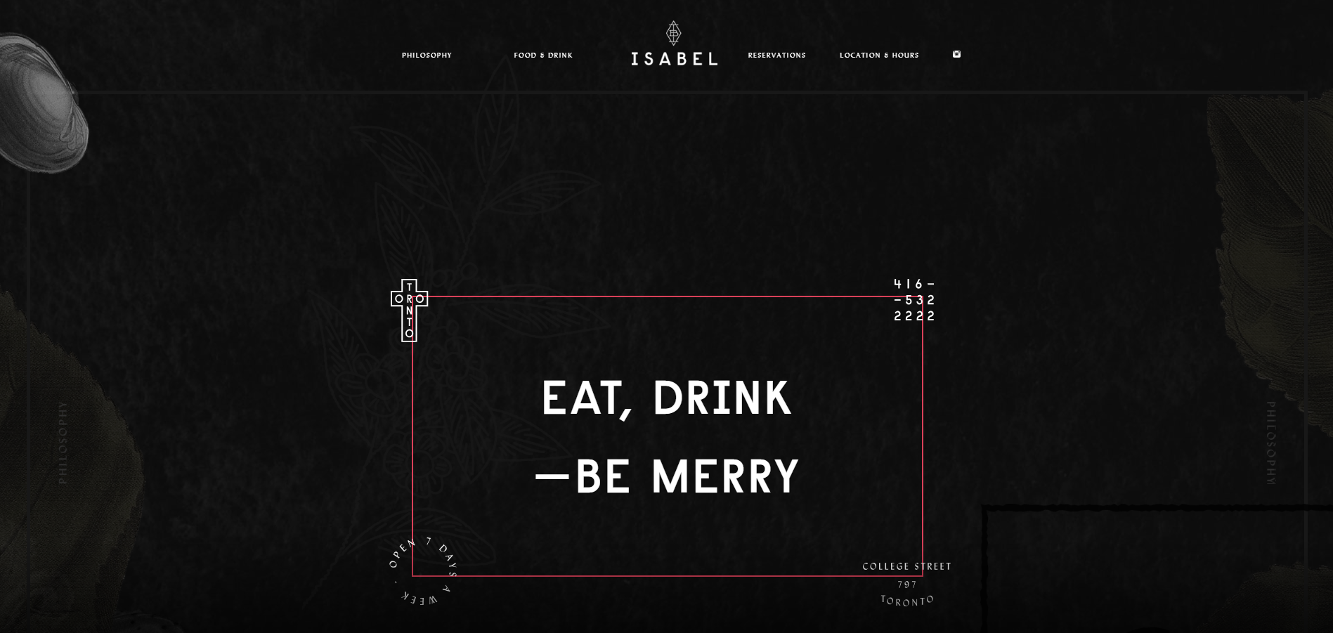 Bar Isabel Dark Website Design