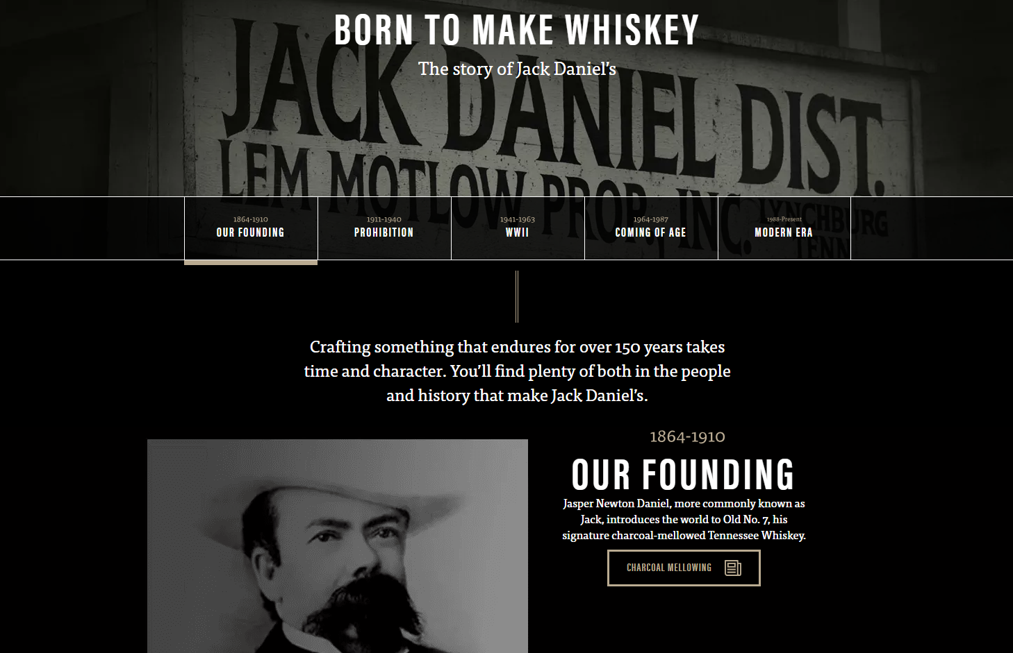 Jack Daniel's History Straightforward Website Design