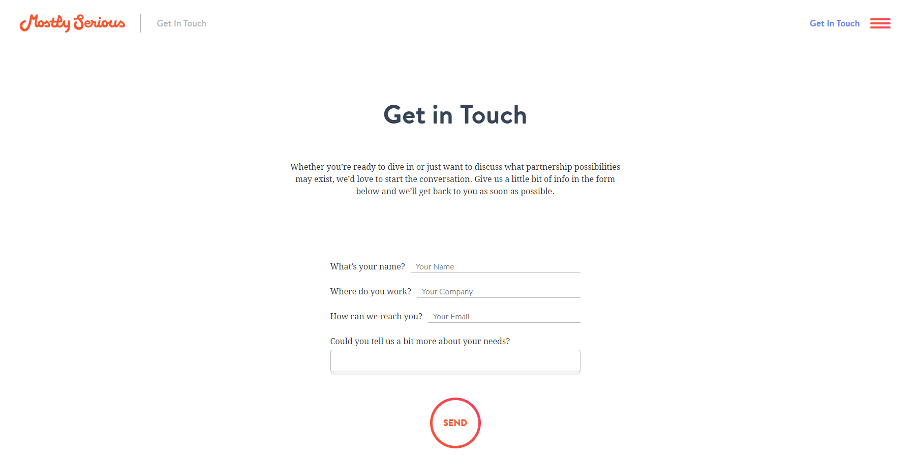 Mostly Serious Mostly Serious contact website page