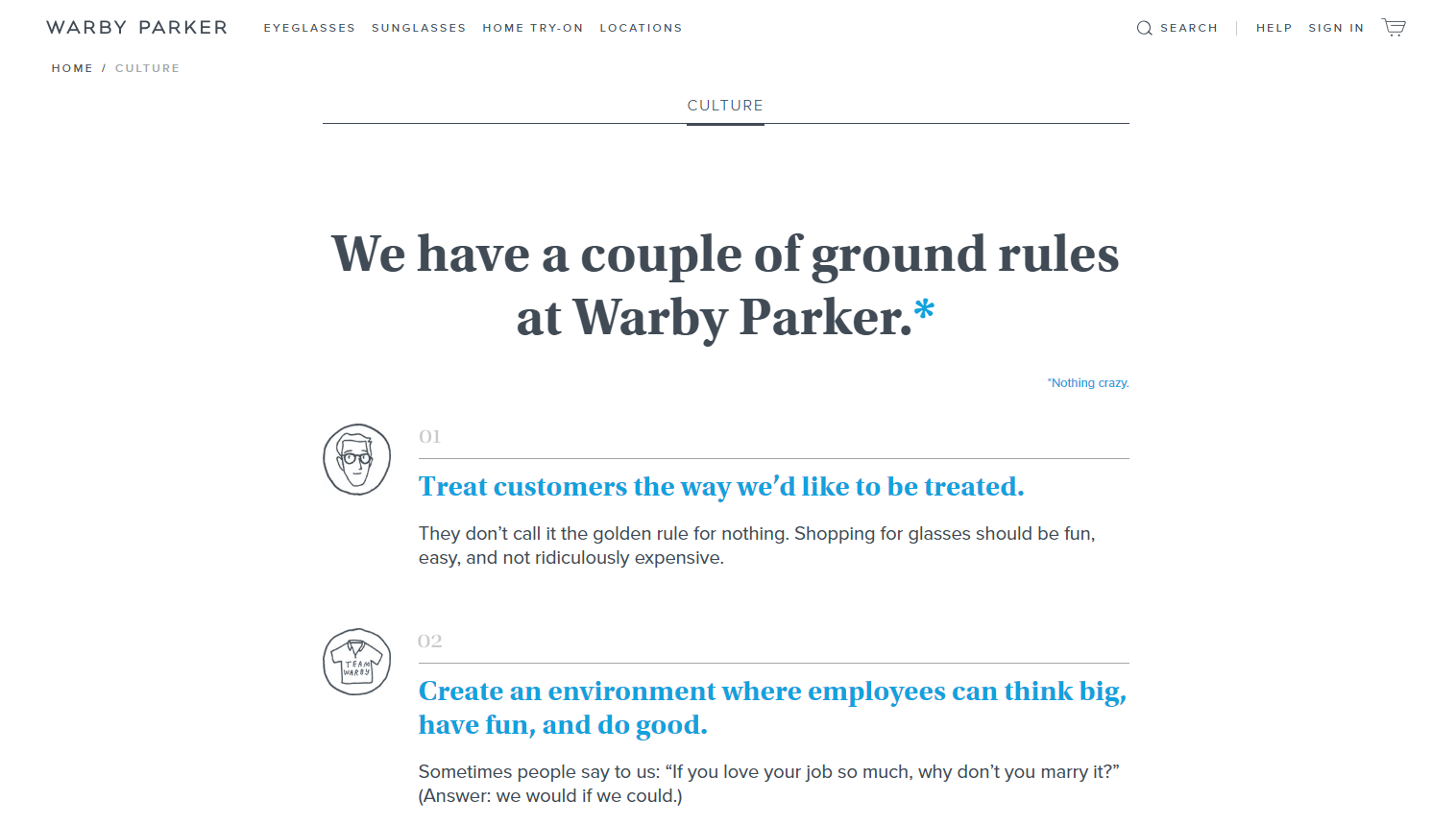 Branding Illustrations Website About Page Warby Parker