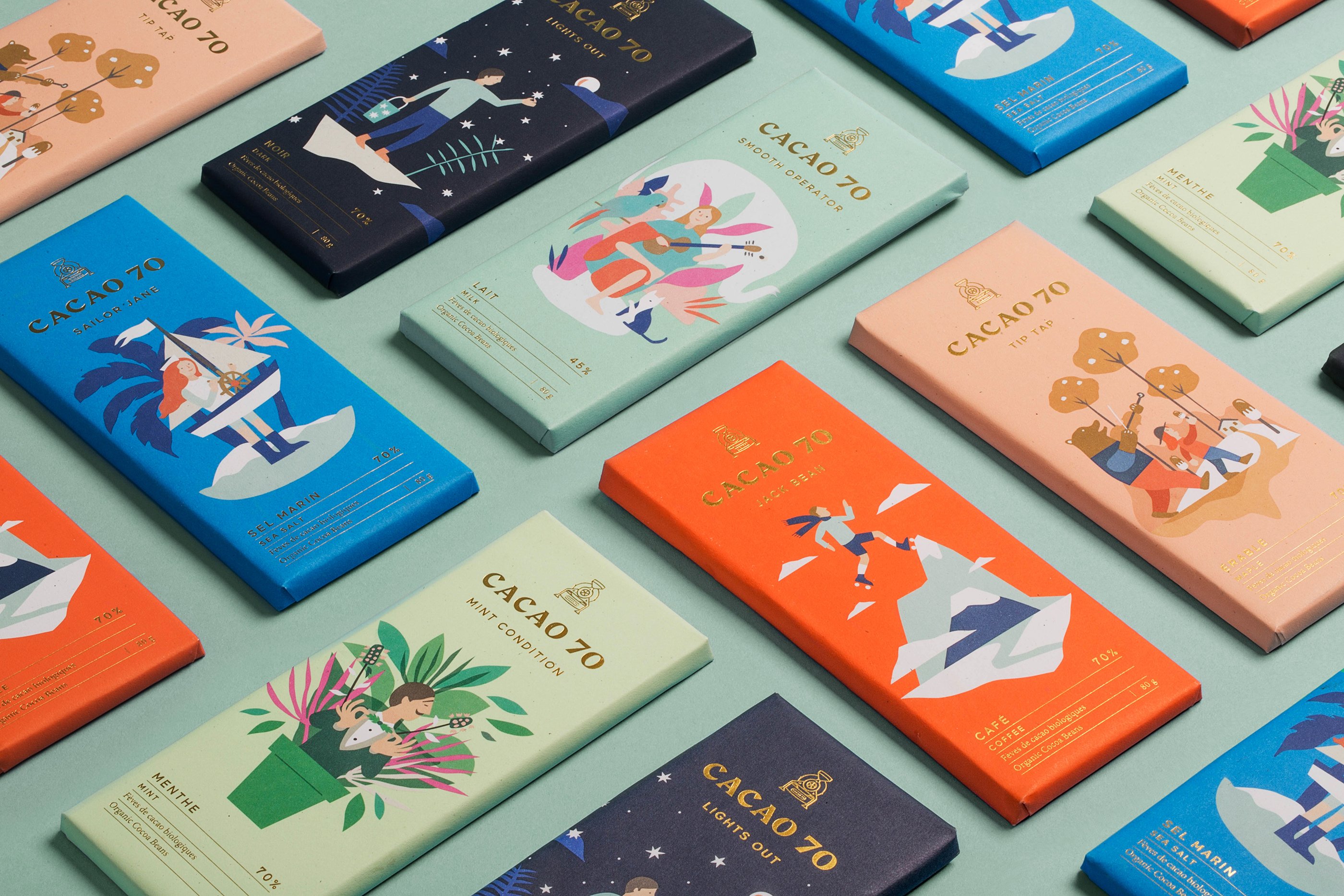 Cacao 70 Top Chocolate Packaging Illustrated Chocolate Packaging