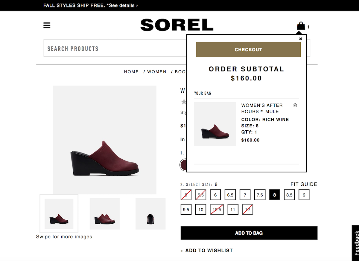 Sorel E-Commerce Checkout Process Sorel E-Commerce Checkout Process