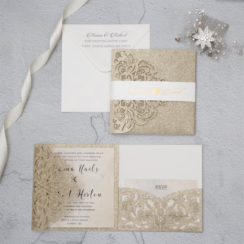 Glittery Wedding Invitation Design Glittery Wedding Invitation Design