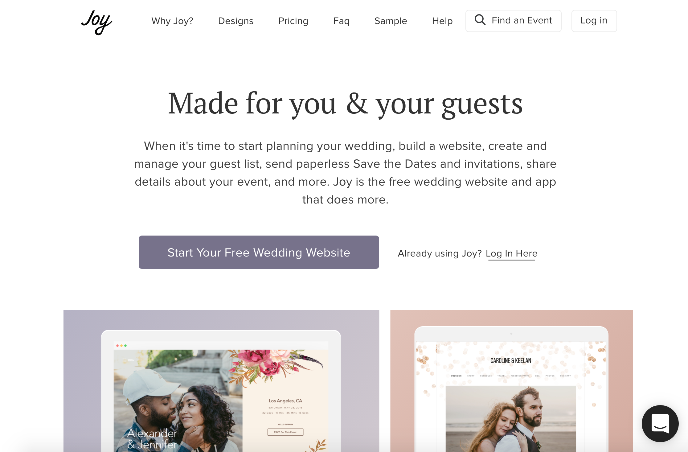 Joy Free Wedding Websites