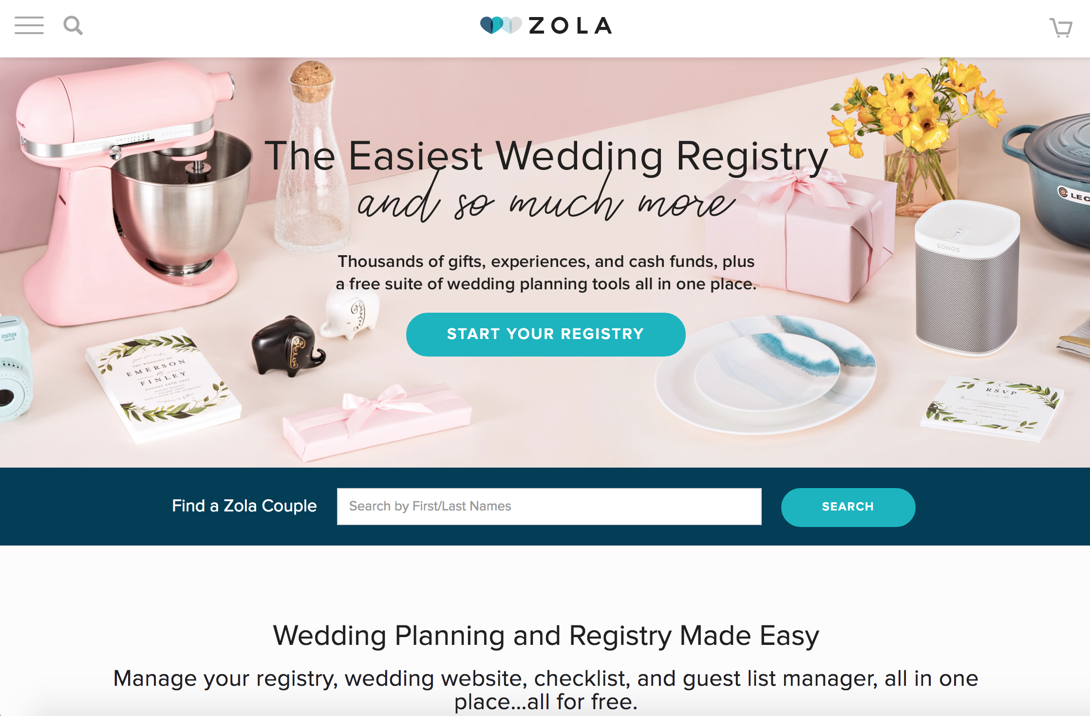 Zola Free Wedding Websites