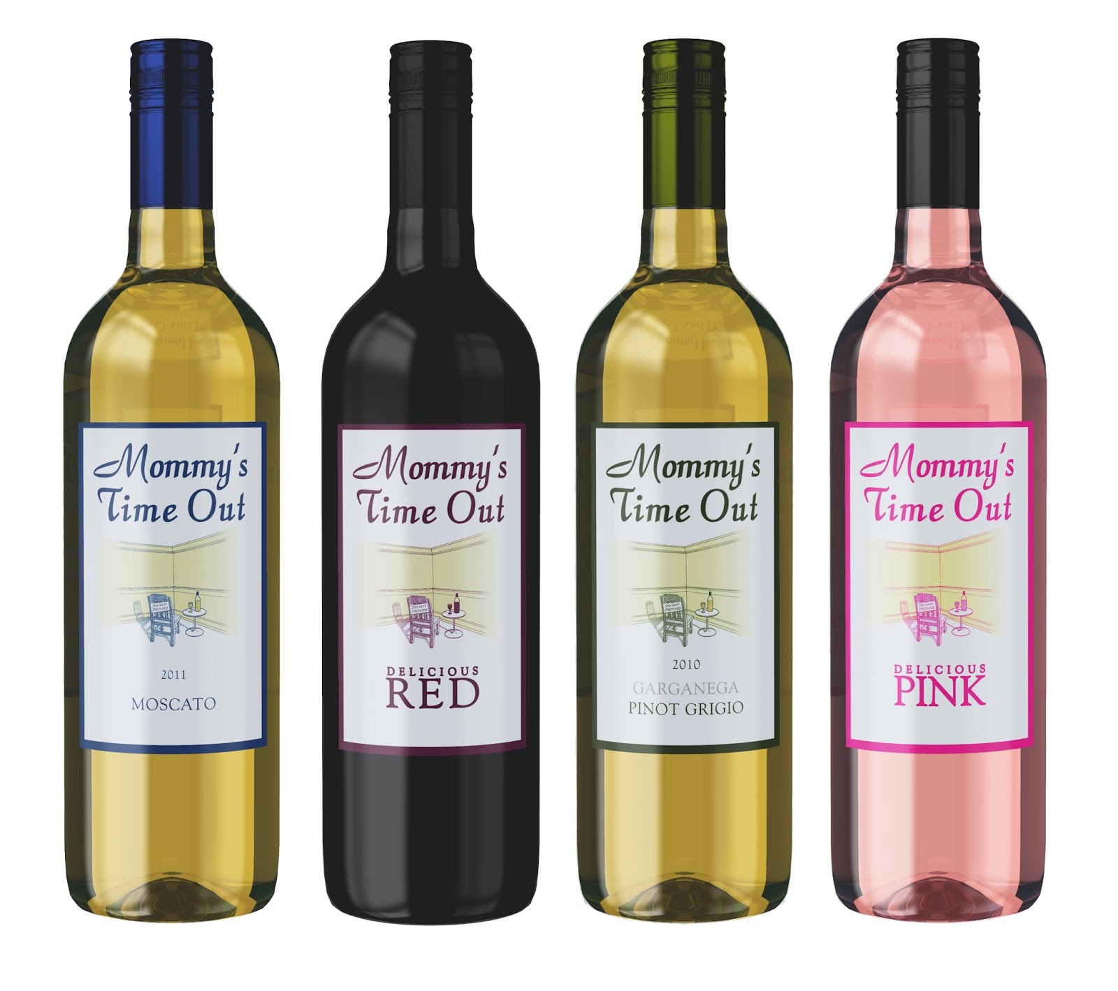Mommy's Time Out Wine Bottle Logos