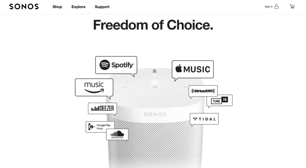 Sonos White Space Web Design