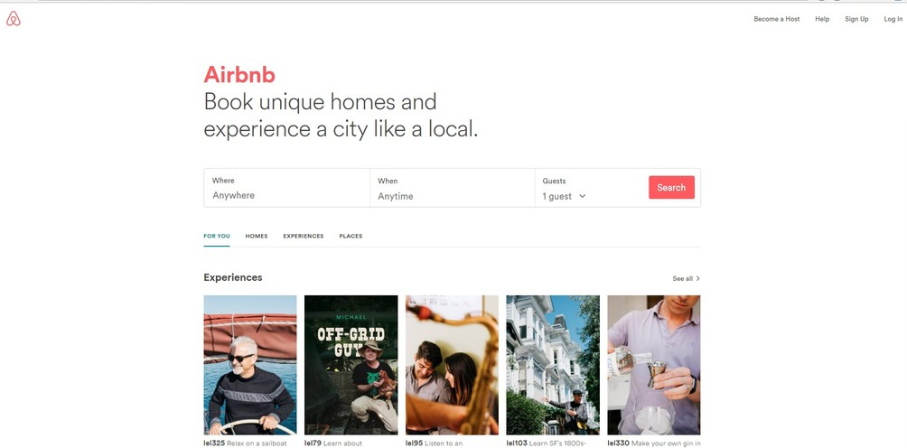 Airbnb's website