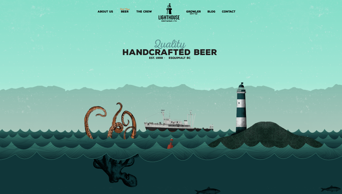Lighthouse Brewing Custom Illustration Web Design