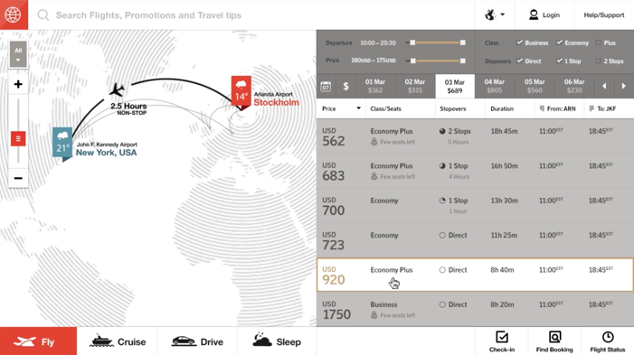 Fantasy Interactive Airline Website Design Concept Compare Prices