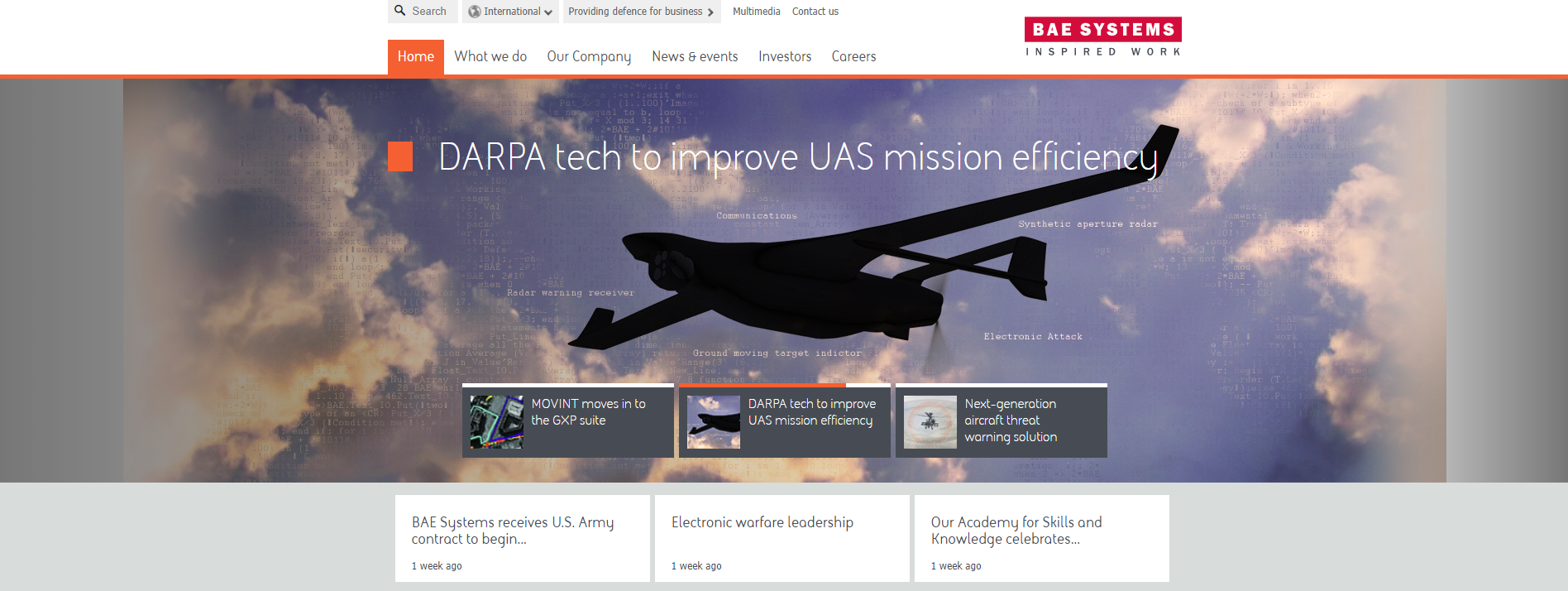 BAE Systems Aerospace Website Designs